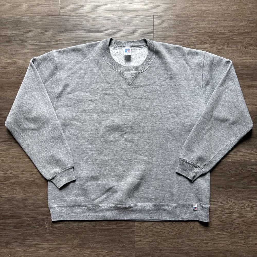VTG 80s Russell Athletic Sweatshirt Adult XL Gray Tri-Blend Crewneck Blank USA